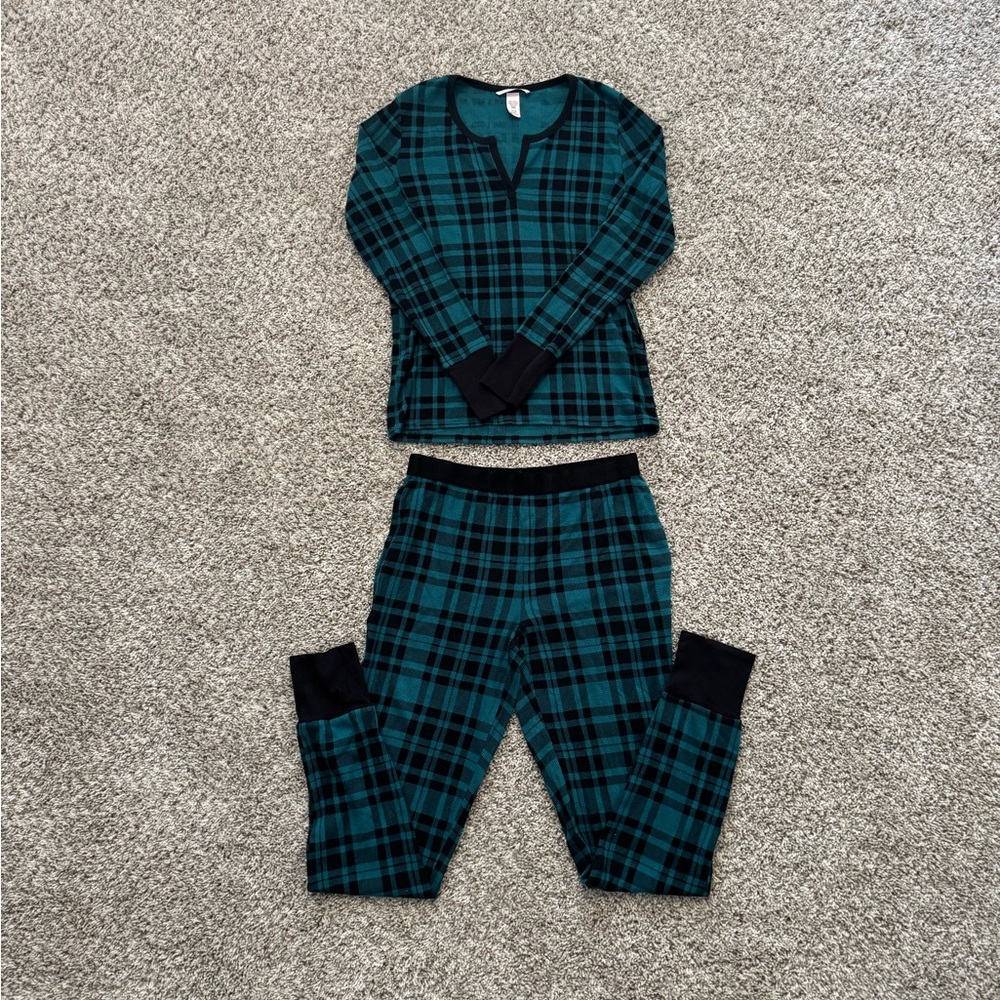 Victoria's Secret Plaid Pajama Set - Teal and Black